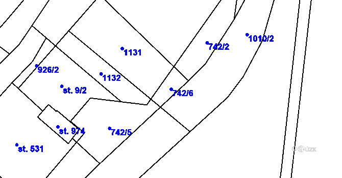 Parcela st. 742/6 v KÚ Kovářská, Katastrální mapa