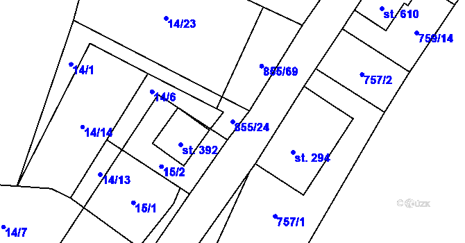 Parcela st. 855/24 v KÚ Kovářská, Katastrální mapa