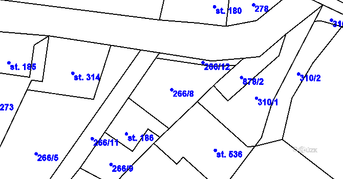 Parcela st. 266/8 v KÚ Kovářská, Katastrální mapa