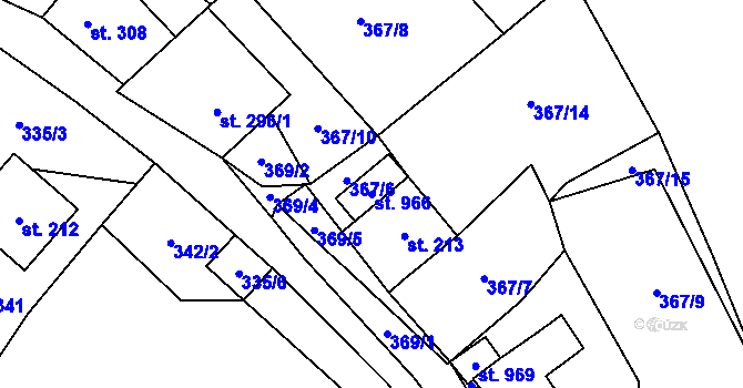 Parcela st. 966 v KÚ Kovářská, Katastrální mapa