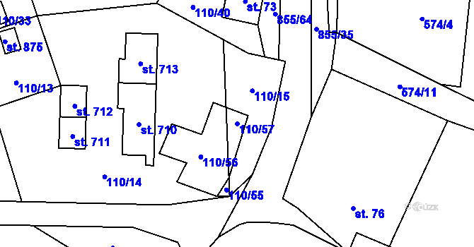 Parcela st. 110/57 v KÚ Kovářská, Katastrální mapa