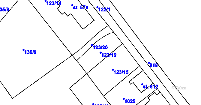 Parcela st. 123/19 v KÚ Kovářská, Katastrální mapa