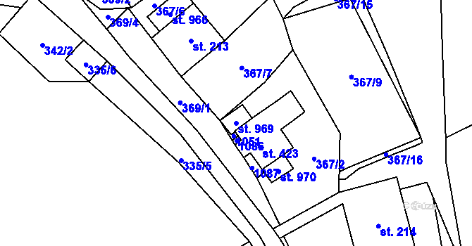 Parcela st. 969 v KÚ Kovářská, Katastrální mapa