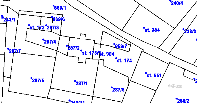Parcela st. 984 v KÚ Kovářská, Katastrální mapa