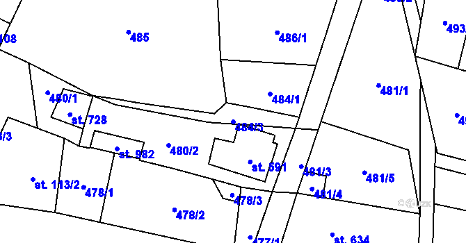 Parcela st. 484/3 v KÚ Kovářská, Katastrální mapa