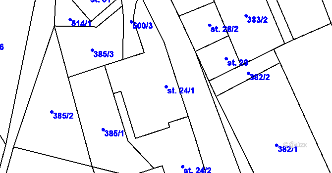 Parcela st. 24/1 v KÚ Kozárov, Katastrální mapa