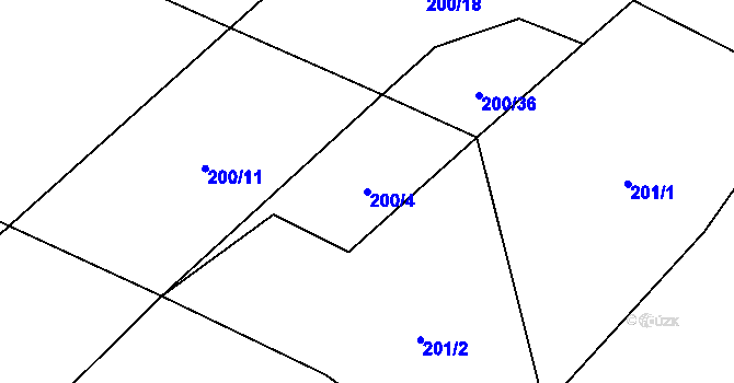 Parcela st. 200/4 v KÚ Kozárov, Katastrální mapa