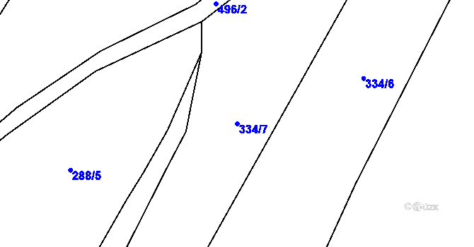 Parcela st. 334/7 v KÚ Kozárov, Katastrální mapa