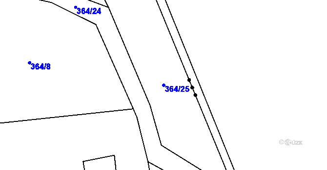 Parcela st. 364/25 v KÚ Kozárov, Katastrální mapa
