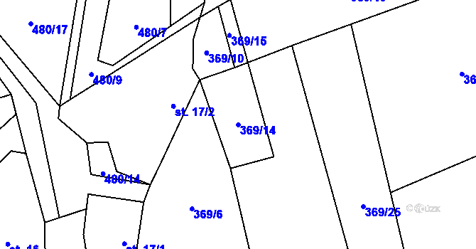 Parcela st. 369/14 v KÚ Kozárov, Katastrální mapa