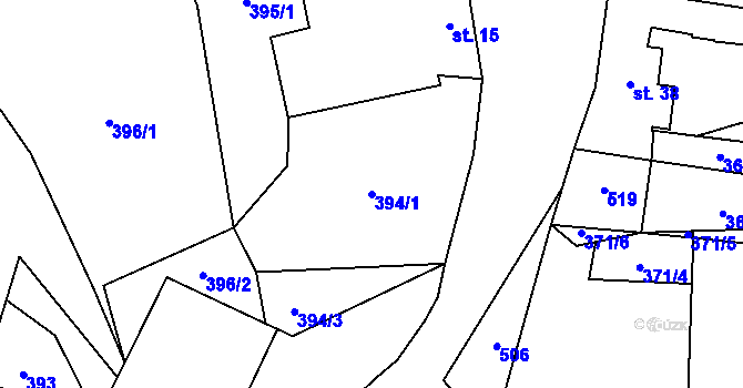 Parcela st. 394/1 v KÚ Kozárov, Katastrální mapa