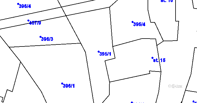 Parcela st. 395/1 v KÚ Kozárov, Katastrální mapa