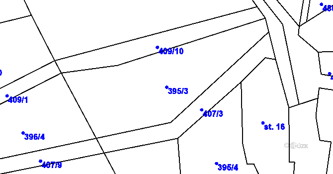 Parcela st. 395/3 v KÚ Kozárov, Katastrální mapa