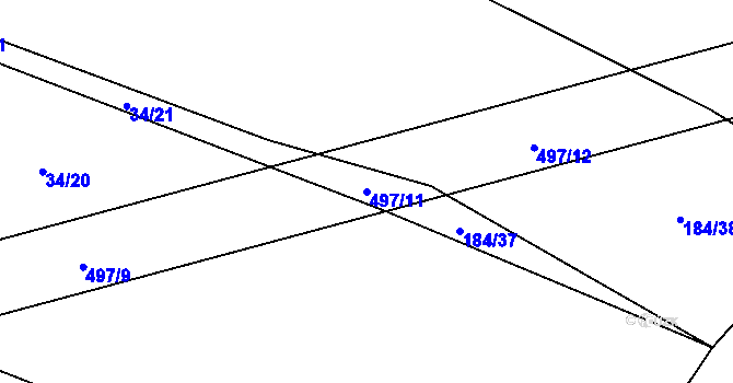 Parcela st. 497/11 v KÚ Kozárov, Katastrální mapa