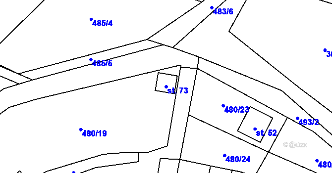 Parcela st. 73 v KÚ Kozárov, Katastrální mapa