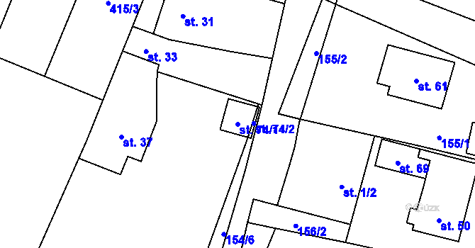 Parcela st. 74/1 v KÚ Kozárov, Katastrální mapa