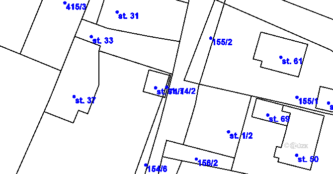 Parcela st. 74/2 v KÚ Kozárov, Katastrální mapa