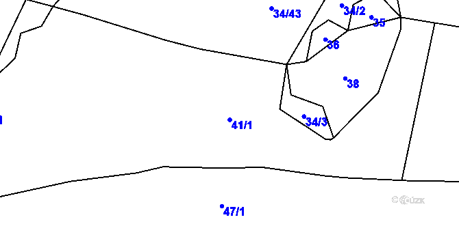 Parcela st. 41/1 v KÚ Kozárov, Katastrální mapa
