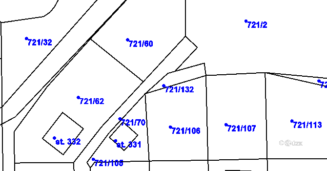 Parcela st. 721/132 v KÚ Kozárovice, Katastrální mapa