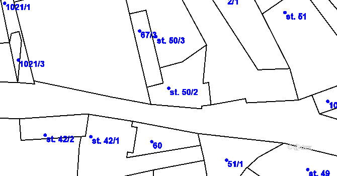 Parcela st. 50/2 v KÚ Kozárovice, Katastrální mapa