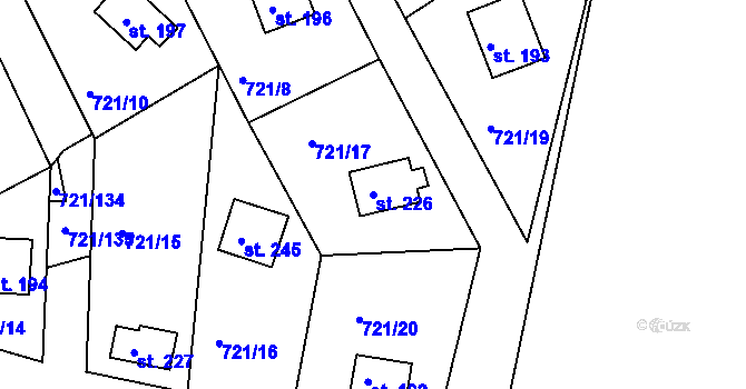 Parcela st. 226 v KÚ Kozárovice, Katastrální mapa