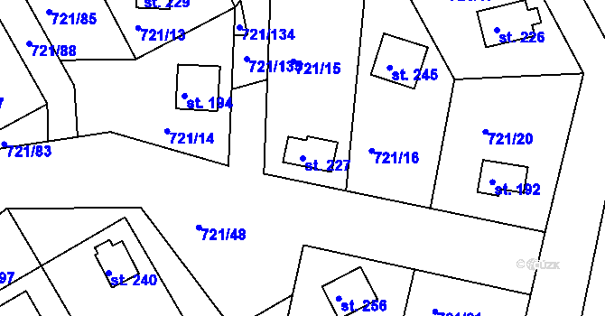 Parcela st. 227 v KÚ Kozárovice, Katastrální mapa