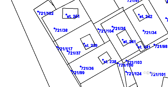 Parcela st. 239 v KÚ Kozárovice, Katastrální mapa