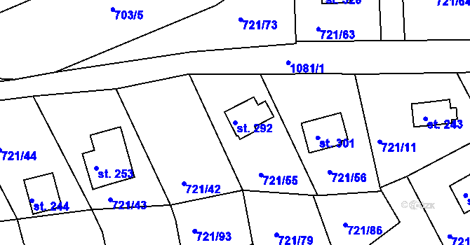 Parcela st. 292 v KÚ Kozárovice, Katastrální mapa