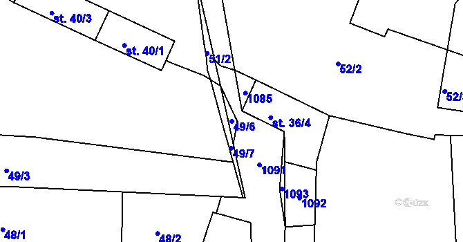 Parcela st. 49/6 v KÚ Kozárovice, Katastrální mapa
