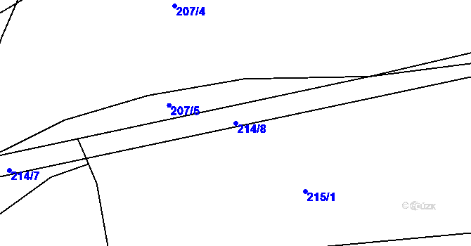 Parcela st. 214/8 v KÚ Kozárovice, Katastrální mapa