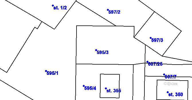 Parcela st. 595/3 v KÚ Kozárovice, Katastrální mapa
