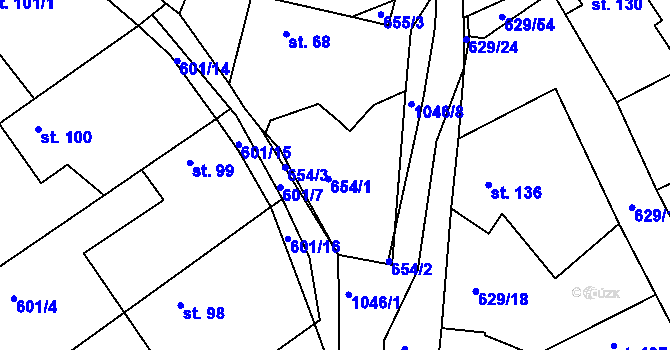 Parcela st. 654 v KÚ Kozárovice, Katastrální mapa