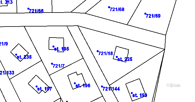Parcela st. 721/18 v KÚ Kozárovice, Katastrální mapa