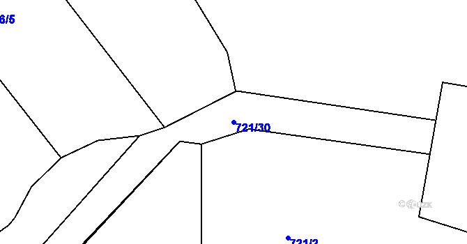 Parcela st. 721/30 v KÚ Kozárovice, Katastrální mapa