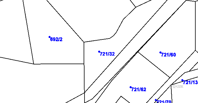 Parcela st. 721/32 v KÚ Kozárovice, Katastrální mapa