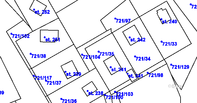 Parcela st. 721/35 v KÚ Kozárovice, Katastrální mapa