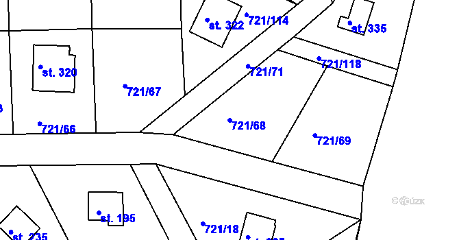 Parcela st. 721/68 v KÚ Kozárovice, Katastrální mapa