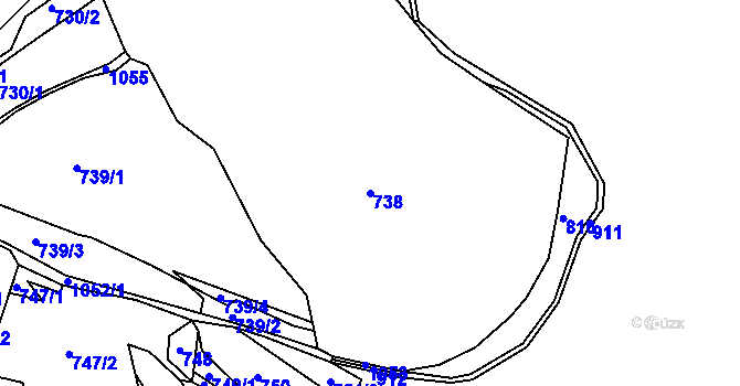 Parcela st. 738 v KÚ Kozárovice, Katastrální mapa
