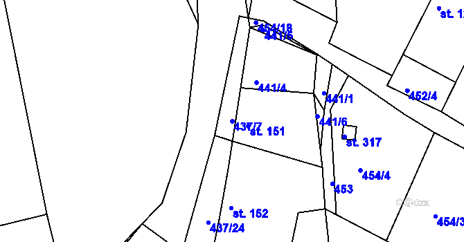 Parcela st. 437/7 v KÚ Kozárovice, Katastrální mapa