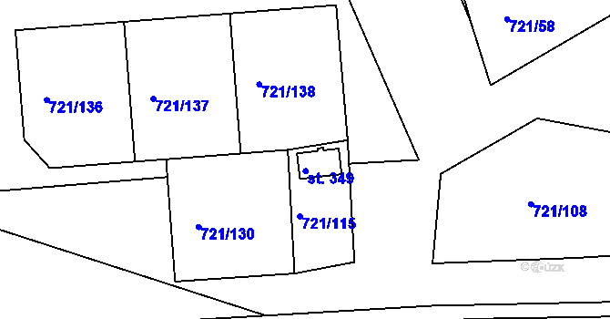 Parcela st. 721/116 v KÚ Kozárovice, Katastrální mapa