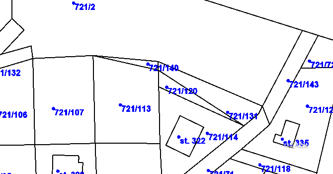 Parcela st. 721/120 v KÚ Kozárovice, Katastrální mapa