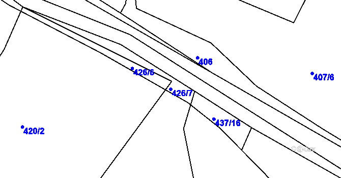 Parcela st. 426/7 v KÚ Kozárovice, Katastrální mapa