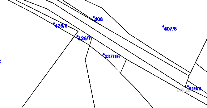Parcela st. 437/16 v KÚ Kozárovice, Katastrální mapa