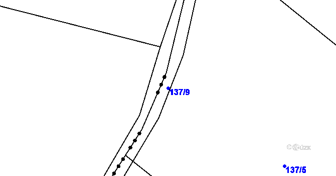 Parcela st. 137/9 v KÚ Kozárovice, Katastrální mapa