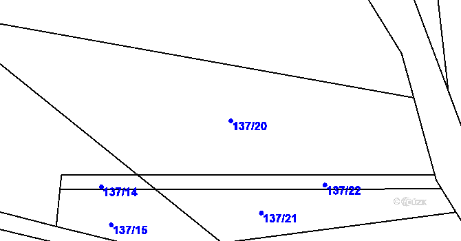 Parcela st. 137/20 v KÚ Kozárovice, Katastrální mapa