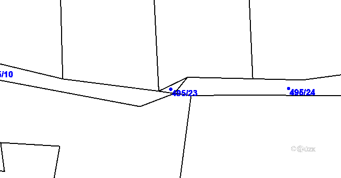 Parcela st. 495/23 v KÚ Kozárovice, Katastrální mapa