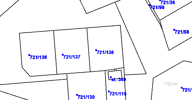 Parcela st. 721/138 v KÚ Kozárovice, Katastrální mapa