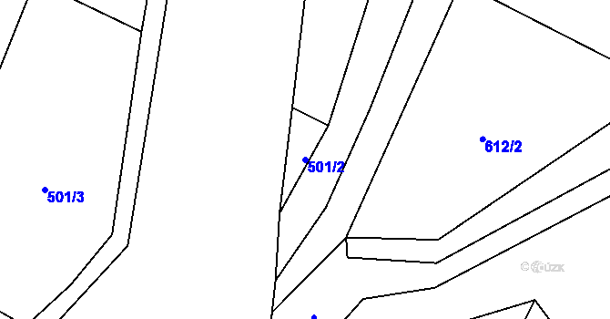 Parcela st. 501/2 v KÚ Kovčín, Katastrální mapa