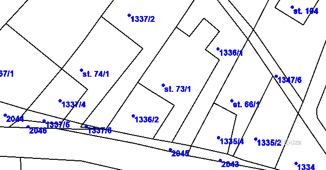 Parcela st. 73/1 v KÚ Milčice, Katastrální mapa