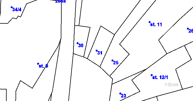 Parcela st. 31 v KÚ Milčice, Katastrální mapa
